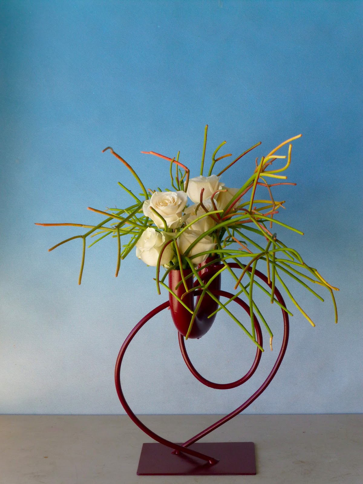 Ikebana in Desert Red Metal Container