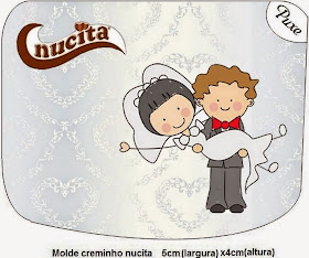 Etiquetas Nucita de Provenzal en Novios en Caricatura para imprimir gratis.