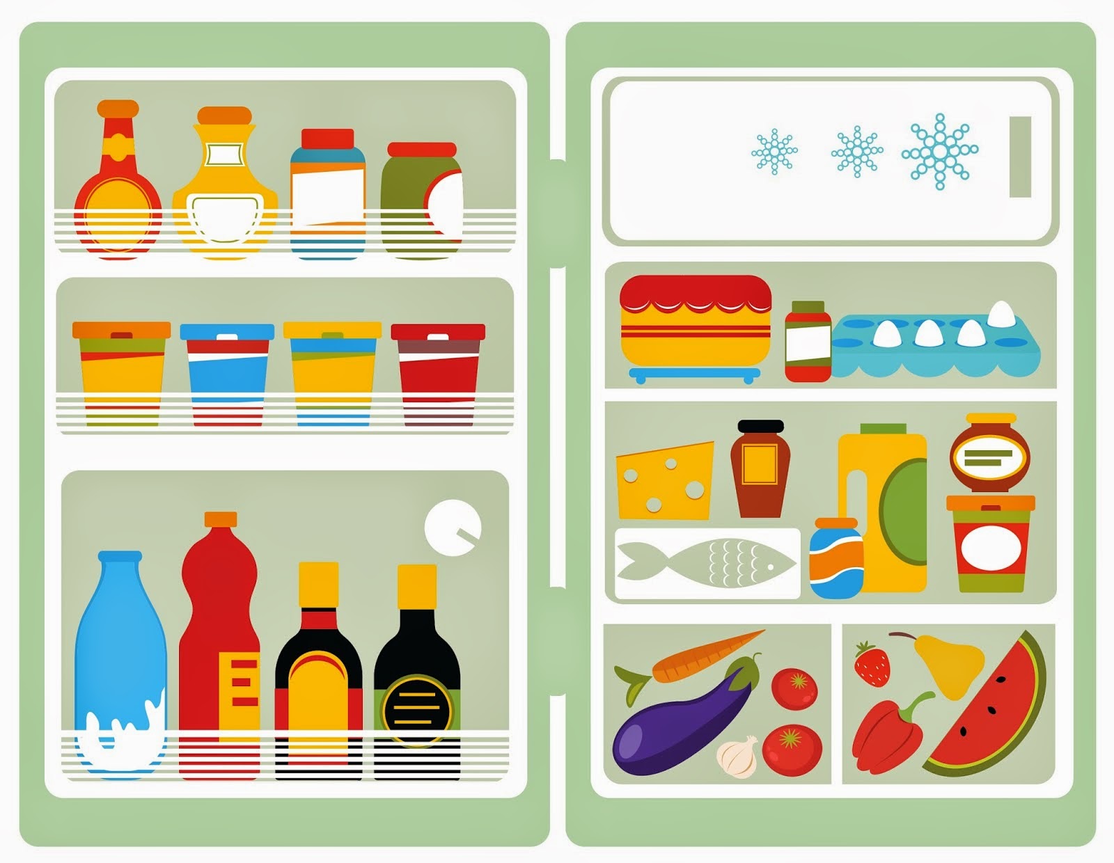 Рисование полезные продукты в холодильнике