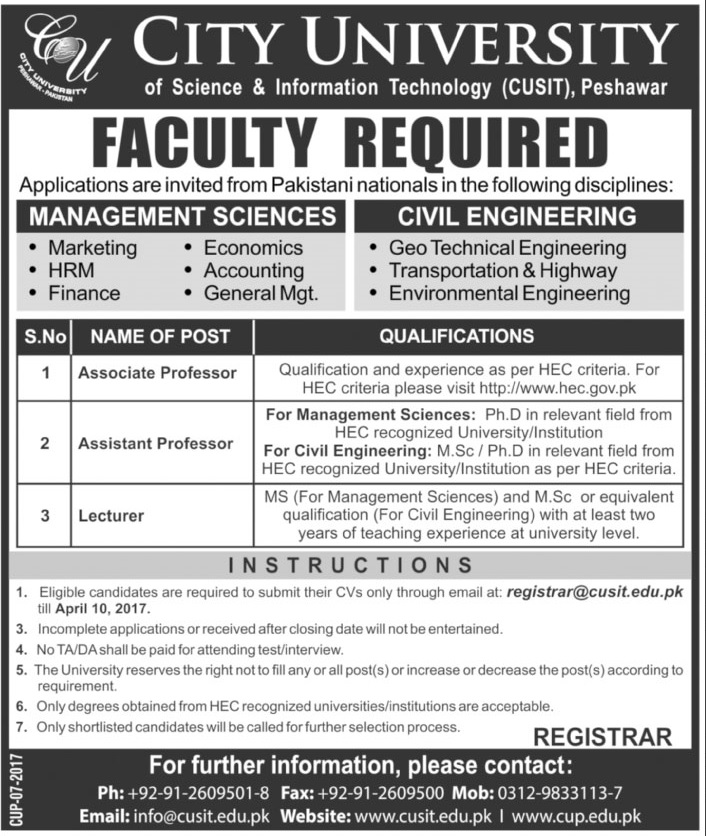 City University of Science & Information Technology CUSIT) Peshawar KPK