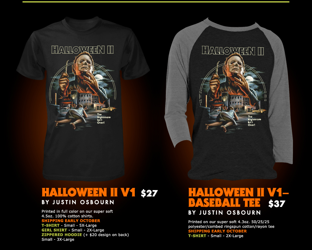 The Horrors of Halloween: Fright Rags HALLOWEEN II and III T-shirt