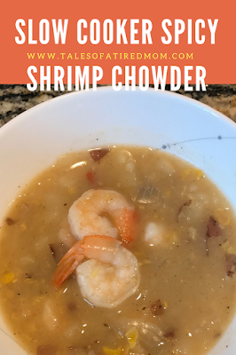 Slow cooker spicy shrimp chowder is the perfect way to warm up on a cold day. The perfect combination of creamy soup and a little kick of heat!