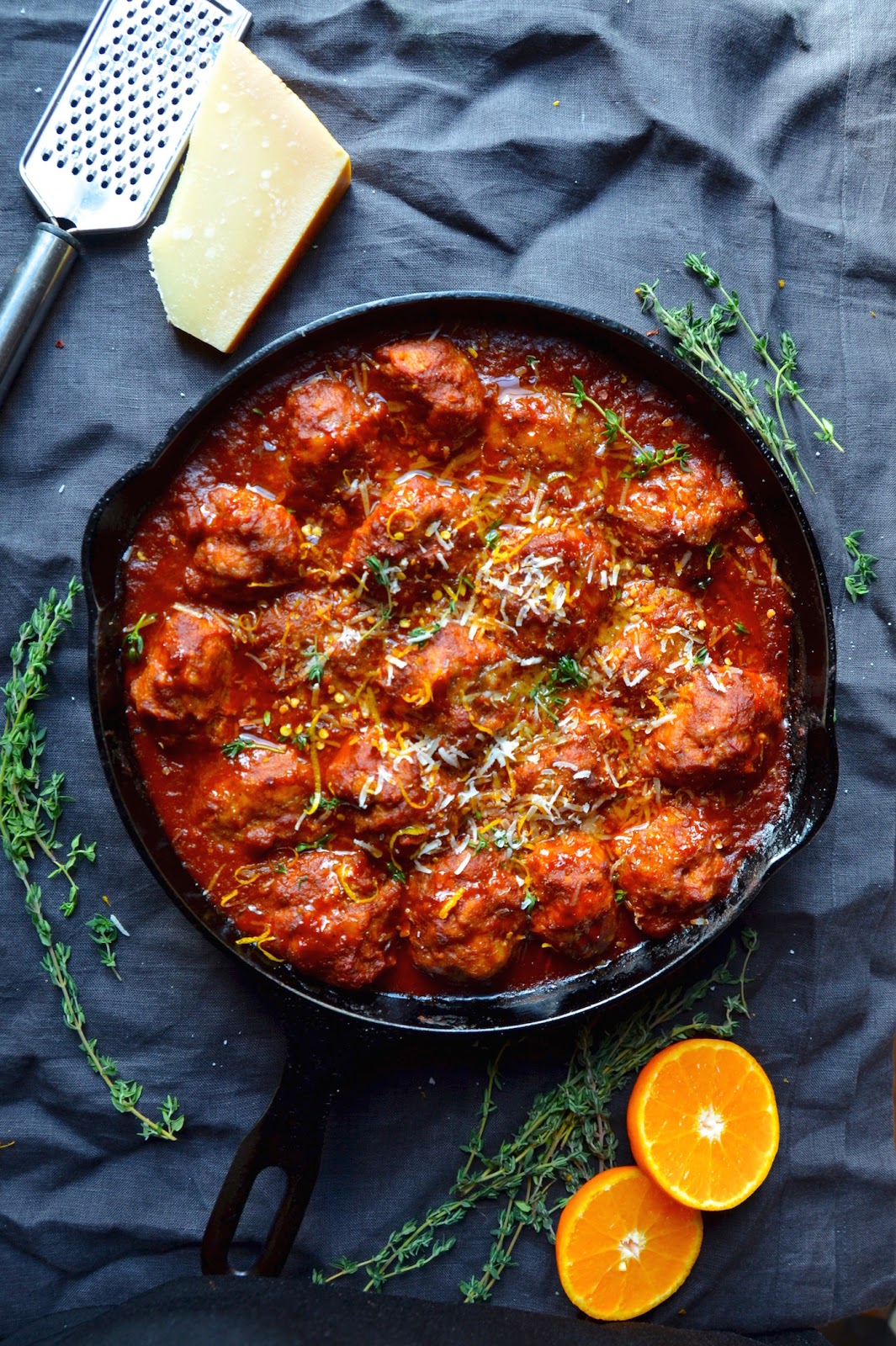 Smoked Paprika & Orange Pork Meatballs with Garlic Tomato Sauce