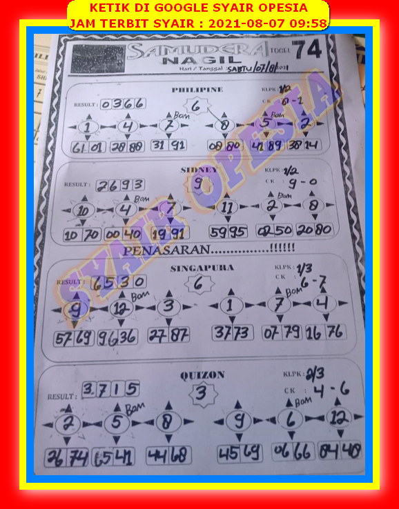 Syair Sgp Hari Ini Sabtu 7 Agustus 2021 Opesia Official Syair Sgp Hari Ini Sabtu 7 Agustus 2021 Opesia Official