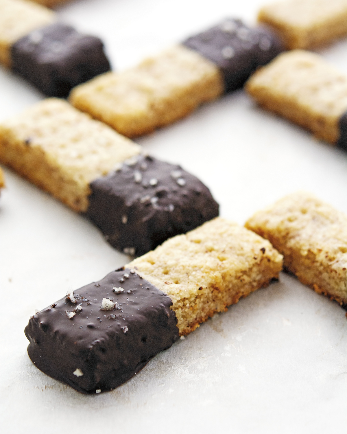 The Iron You Chocolate Dipped Almond Shortbread Cookies with Sea Salt