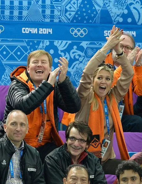 King Willem-Alexander and Queen Maxima attend the Short Track on day 3 of the Sochi 2014 Winter Olympics