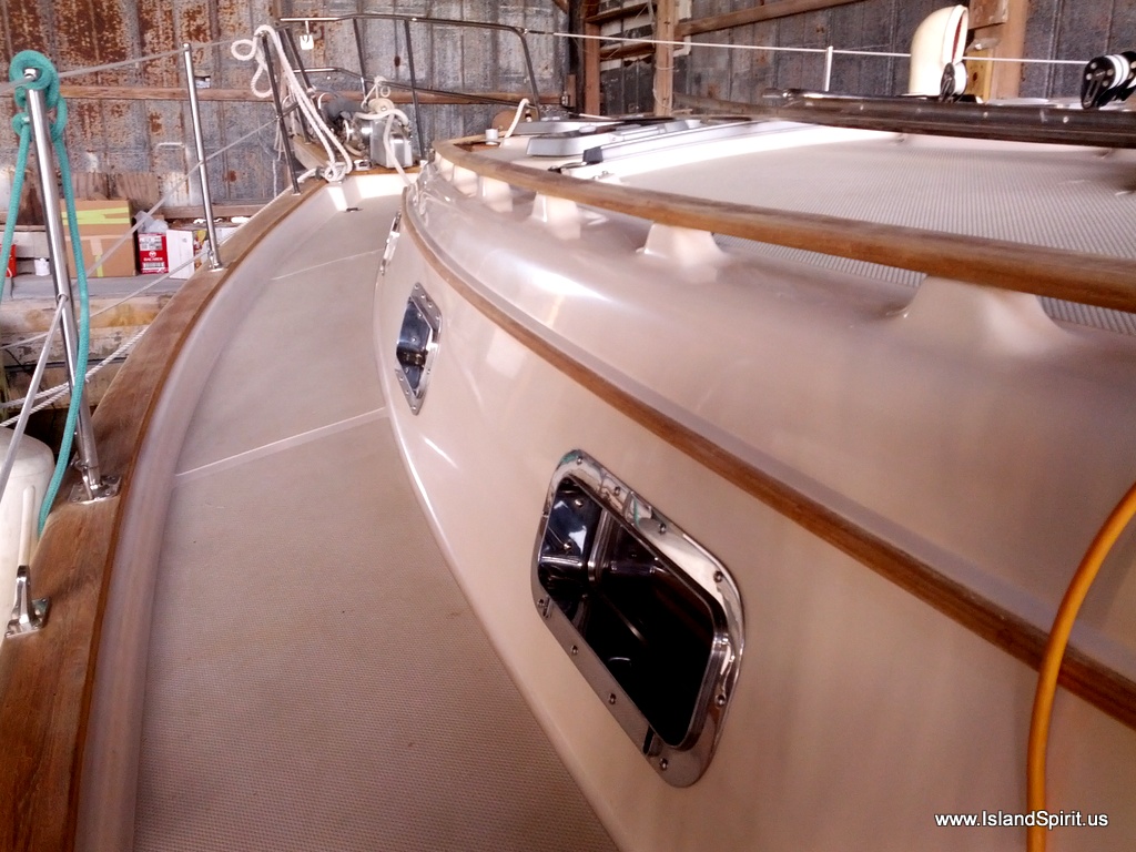 Island Spirit Sailing Adventures Teak Sanding Varnish Begins
