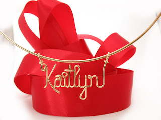  Personalized name Kaitlyn in 14k gold wire  collar neck-wire necklace