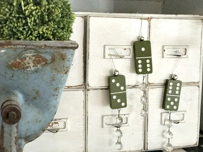 DIY Green domino christmas ornaments