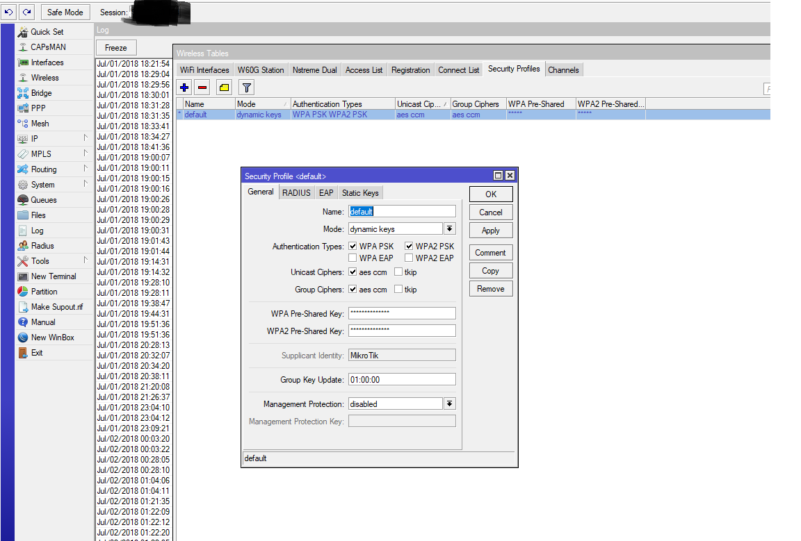Mikrotik Unicast key exchange timeout