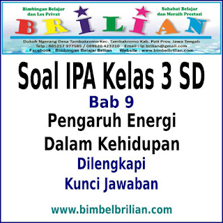 Download Soal IPA Kelas 3 SD BAB 9 Pengaruh Energi Dalam Kehidupan Dan Kunci Jawaban