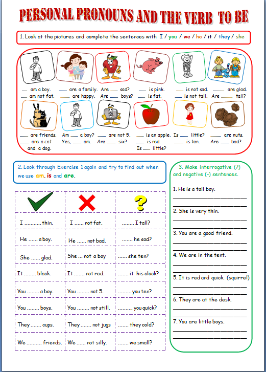 Pronouns And Verb To Be Worksheets