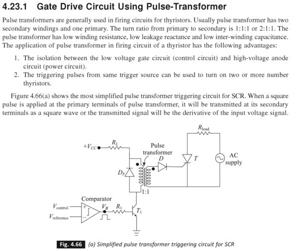 SCR-Gate drive circuit of SCR with isolation using Pulse Transformer