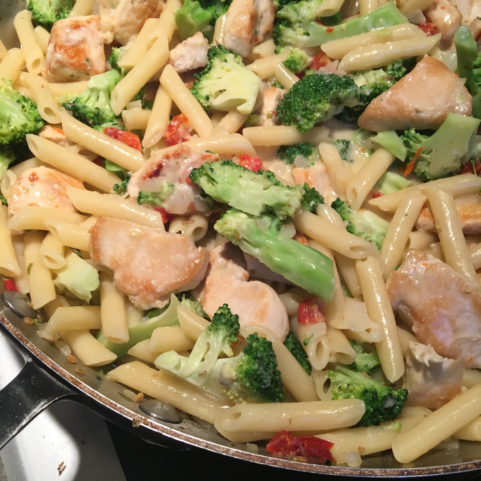 Skillet Chicken, Broccoli, Ziti & Asiago Cheese