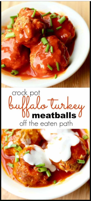 Crock pot buffalo turkey meatballs