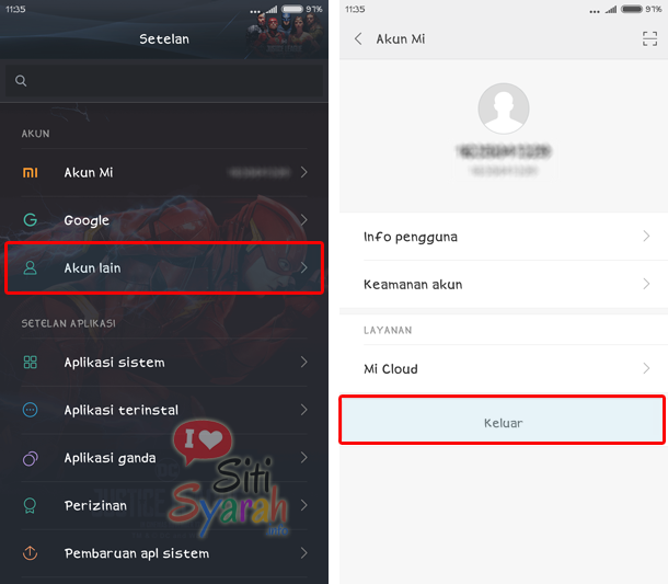 cara remove akun mi di Xiaomi