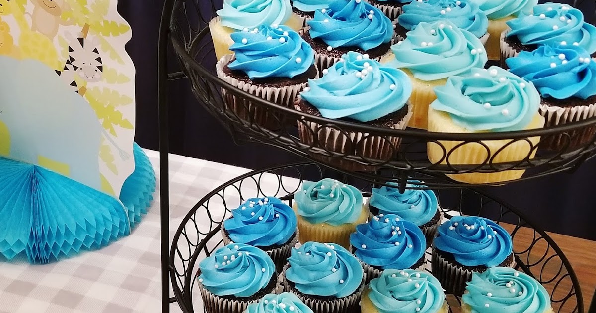 Kate Takes the Cakes Blue baby shower cupcakes