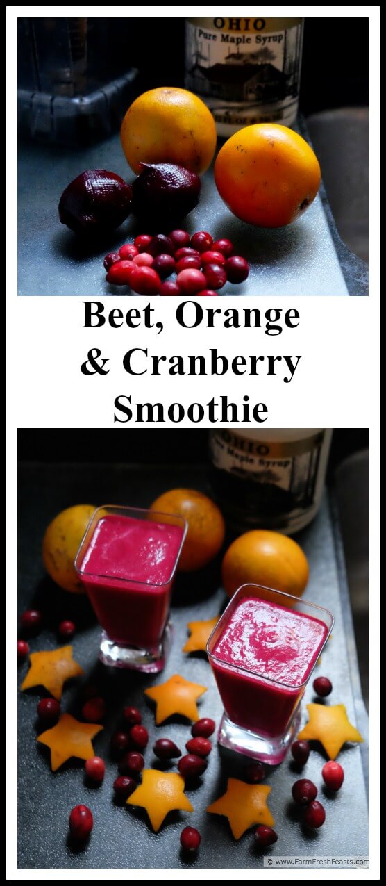 Farm Fresh Feasts Orange & Beet Smoothie with Cranberries and Maple Syrup