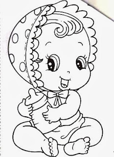 desenho bebe menina com mamadeira para pintar