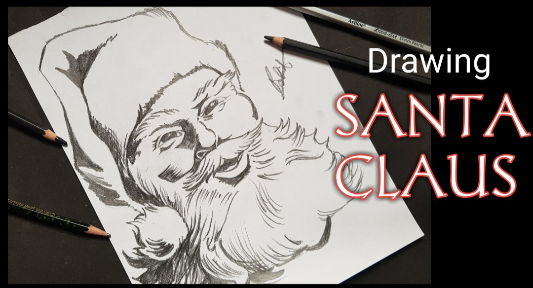 How to draw SANTA CLAUS with pencils on paper - step by step tutorial