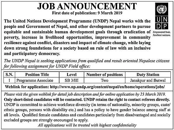 UNDP Nepal Job Announcement 