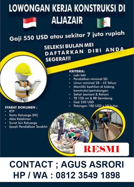 Lowongan Kerja Kontruksi Aljazair 2019 Pjtki Resmi Terpercaya