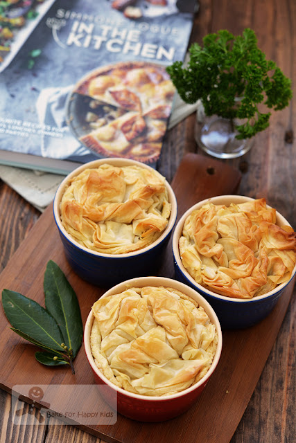 chicken leek pies crunchy buttery filo topping