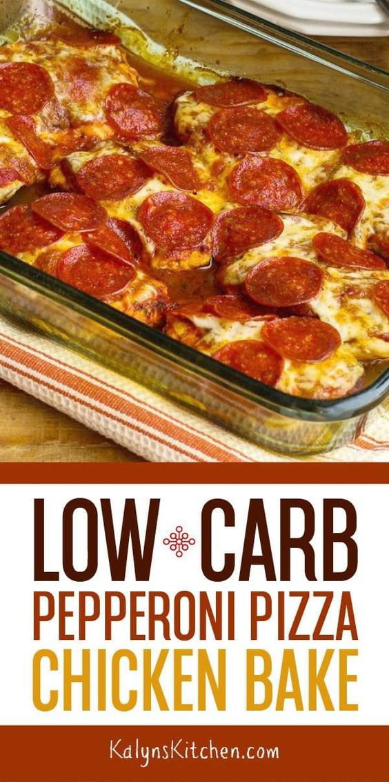 LOWCARB PEPPERONI PIZZA CHICKEN BAKE easy recipe