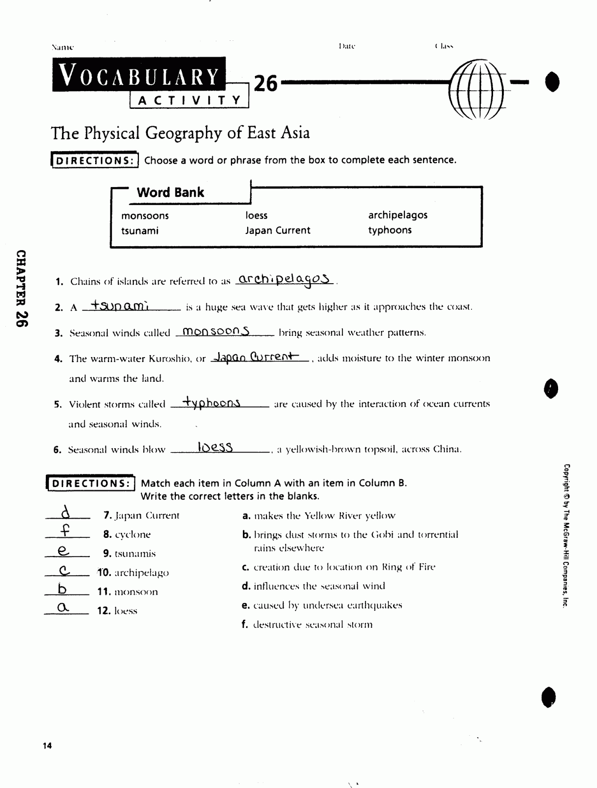 Mr. E's World Geography Page World Geography Chapter 26 The Physical Geography of East Asia