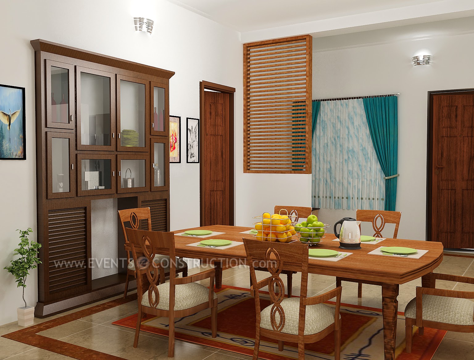 Evens Construction Pvt Ltd Wooden crockery shelf design