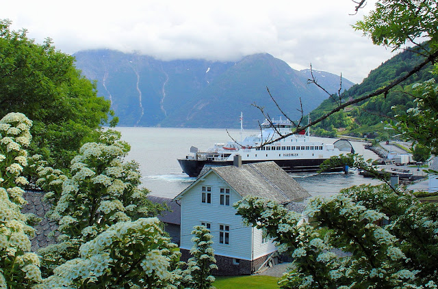 The view of Utne Harbor from the Hardanger Folk Museum.