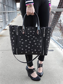 Henri Bendel Bag, Shoedazzle Wedges, Striped Blazer | www.houseofjeffers.com