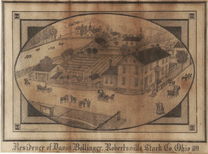#767, Residence of Robert Bollinger, Robertsville, Stark Co. Ohio 1890” (Blk & Wt Photo)