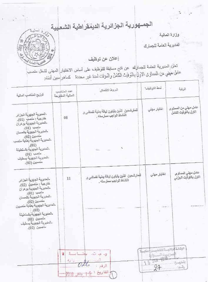 المديرية العامة لادارة السجون والشرطة توظف عمال مهنيين و اطباء للعديد من ولايات الوطن