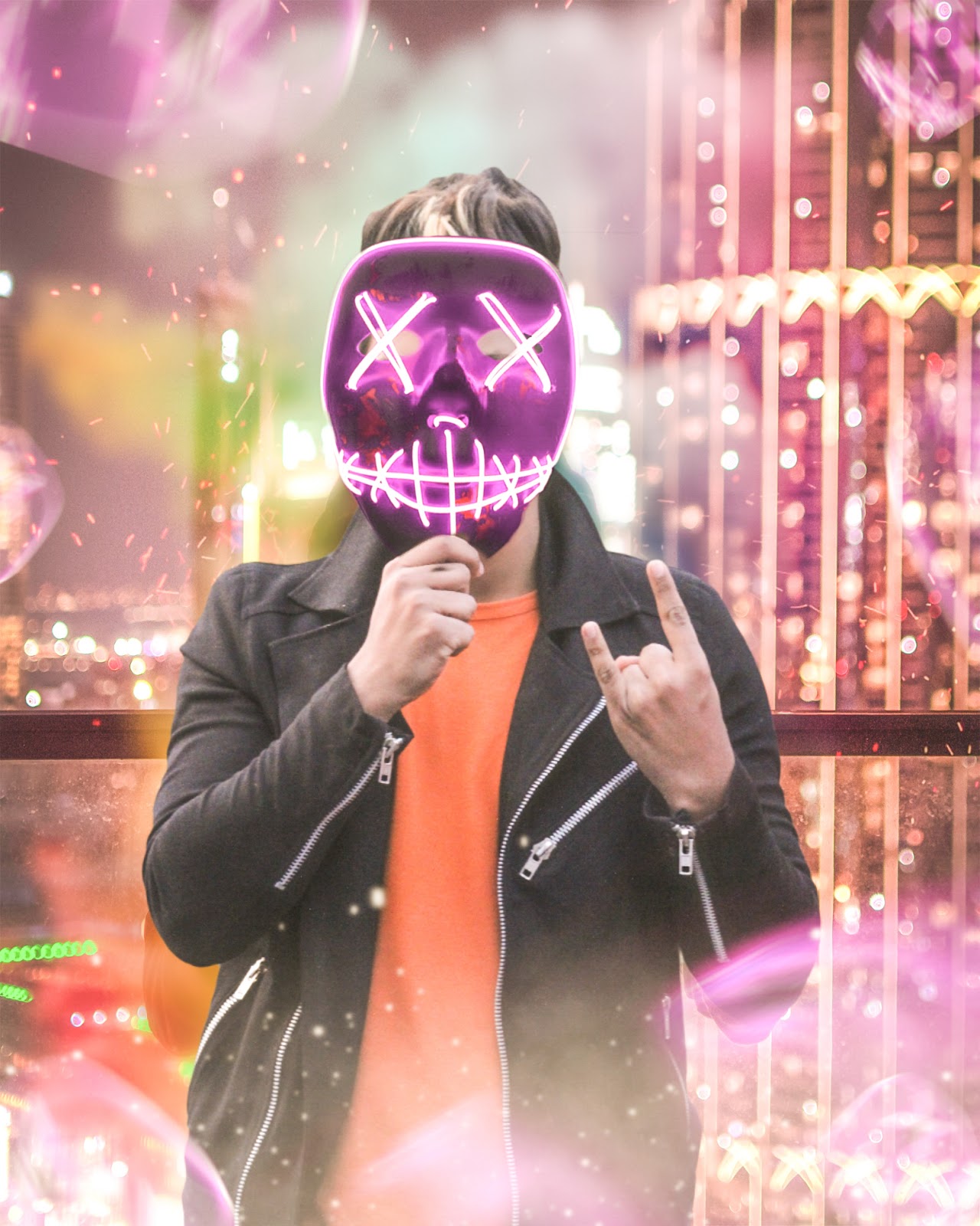 3d Haker Neon Mask Editing Png Background Stock Download For