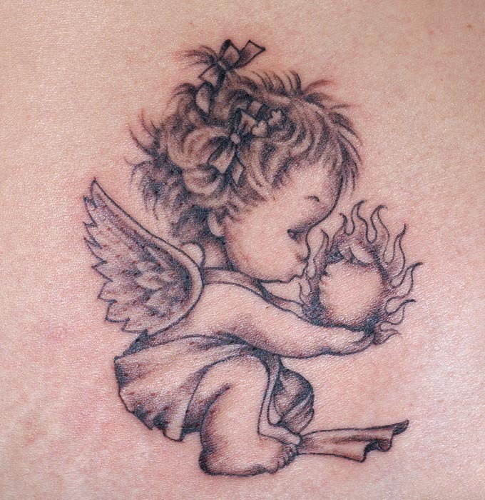 Small Angel Tattoo Design