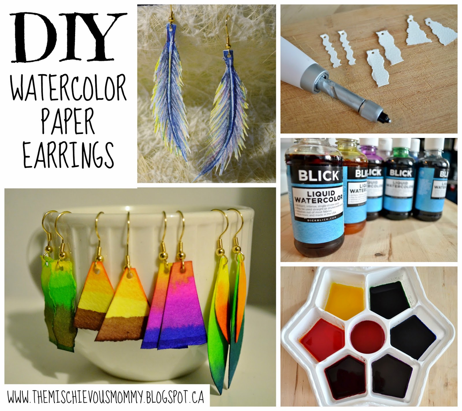 The Mischievous Mommy: DIY Watercolor Paper Earrings Tutorial