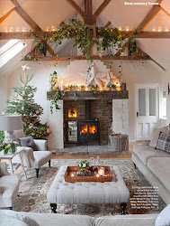 christmas cozy country decor interiors homes cottage via living room cosy decorating fireplace interior xmas decorations wood rustic decoration beams