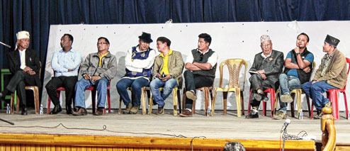 The chairmen of the 7 hill development boards at the meeting.Picture by Suman Tamang The chairmen of the 7 hill development boards at the meeting.Picture by Suman Tamang