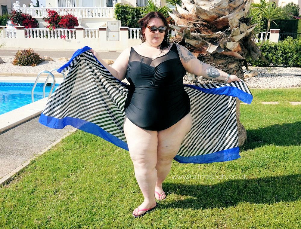Black-and-white-plus-size-striped-sarong-with-blue-border-by-Yours-Clothing