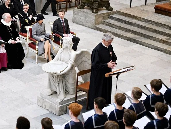 Crown Prince Frederik and Crown Princess Mary attended a church service at Church of Our Lady. Massimo Dutti