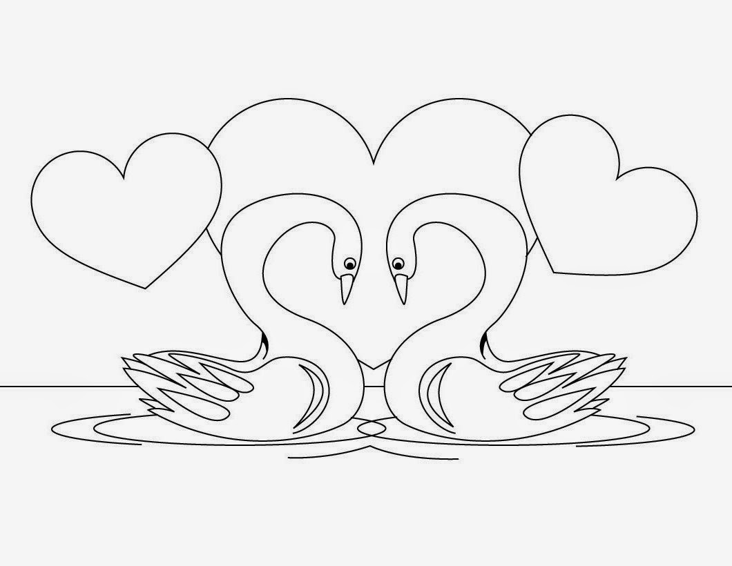 Best Couple Swans Colour Drawing HD Wallpaper
