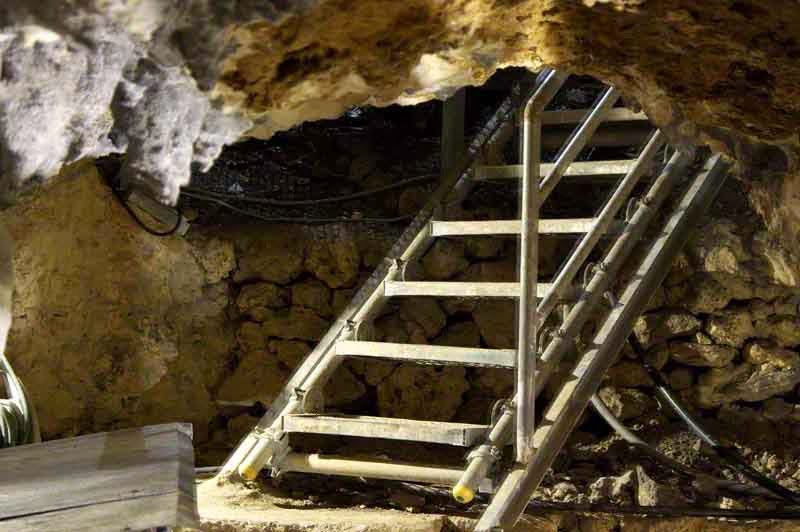 stairs leading out of cave