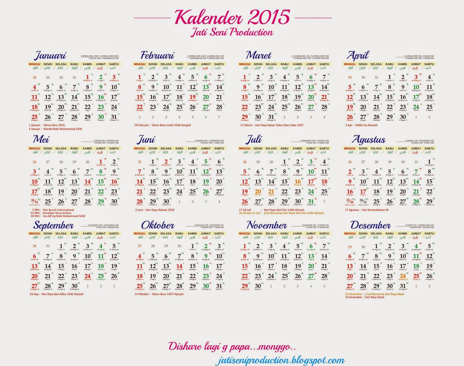 JSP (JATI SENI Production): Download CDR Kalender 2015 (Lengkap)