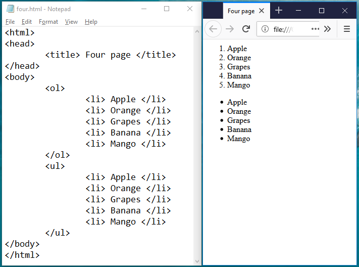 List tags and its types