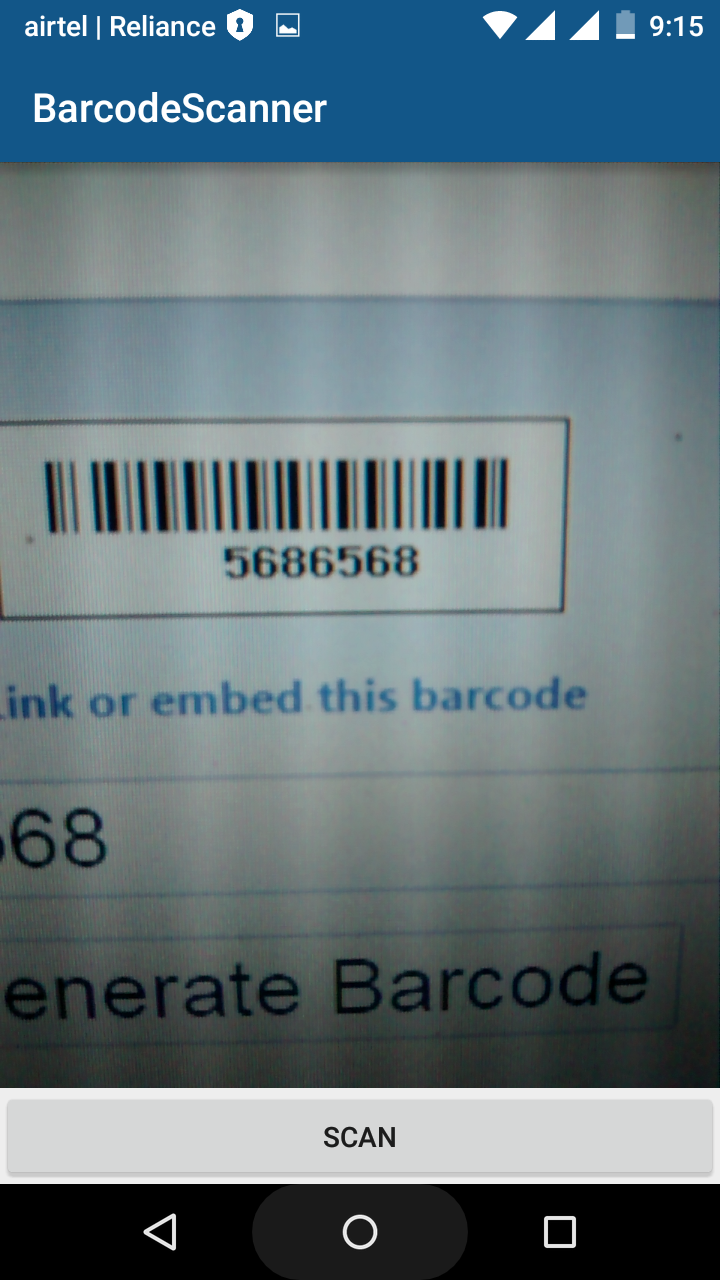 android barcode scanner example code