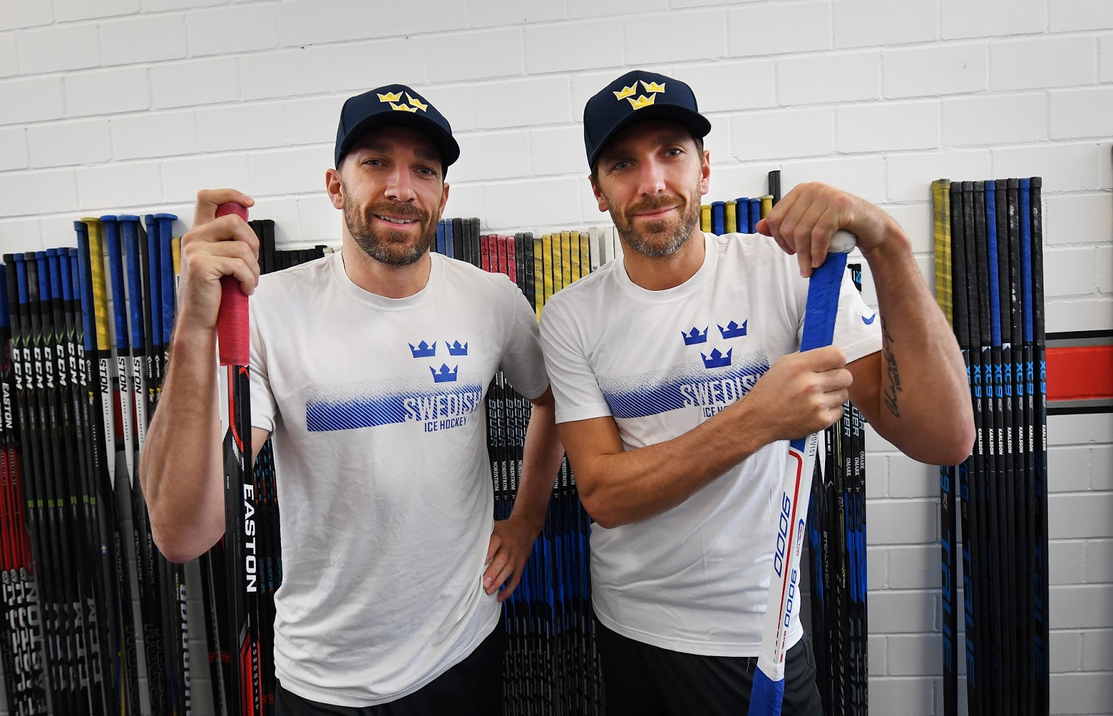 From left Henrik Lundqvist, male, and twin brother Joel Lundqvist, both ice  hockey players in
