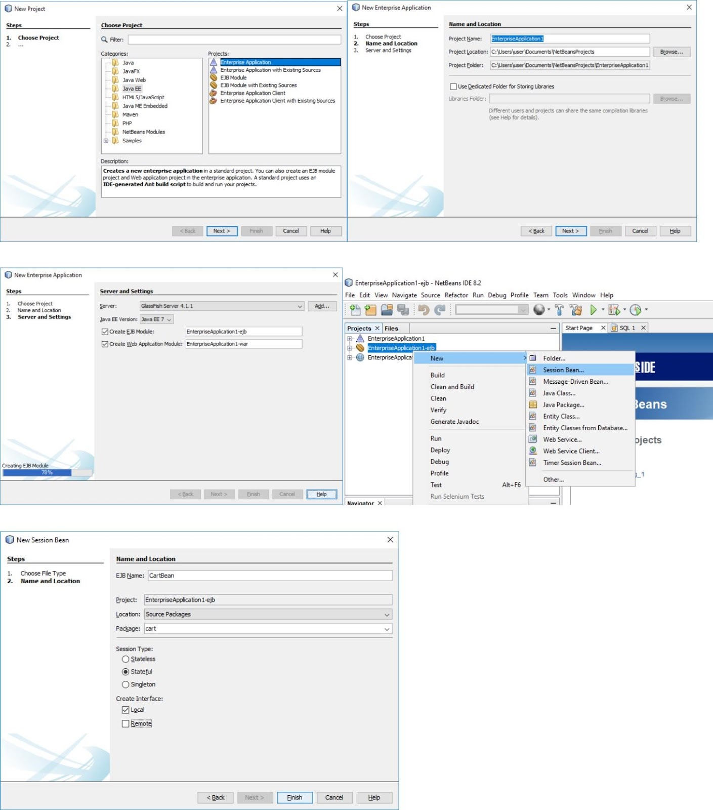 8a. Simple shopping cart application using EJB [Stateful Session Bean].