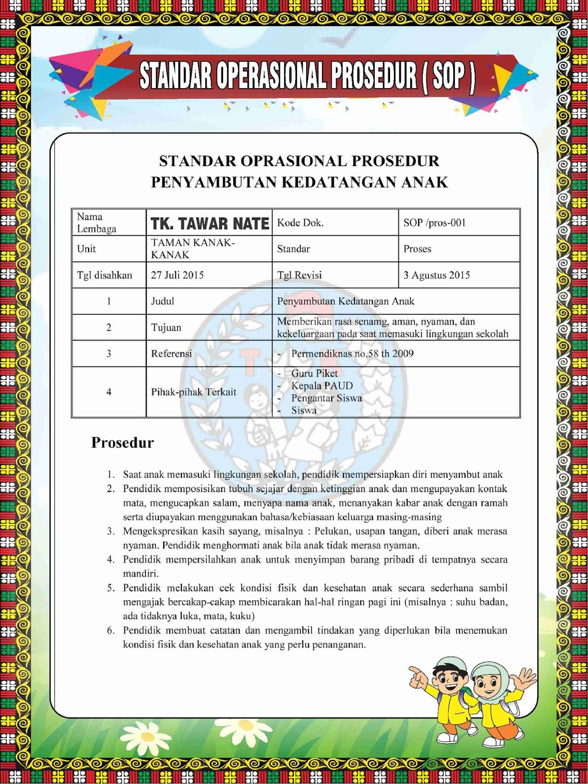 Contoh Banner Standar Operasional Prosedur Sop Taman