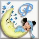 Alfabeto de Mickey Bebé durmiendo en la luna P.